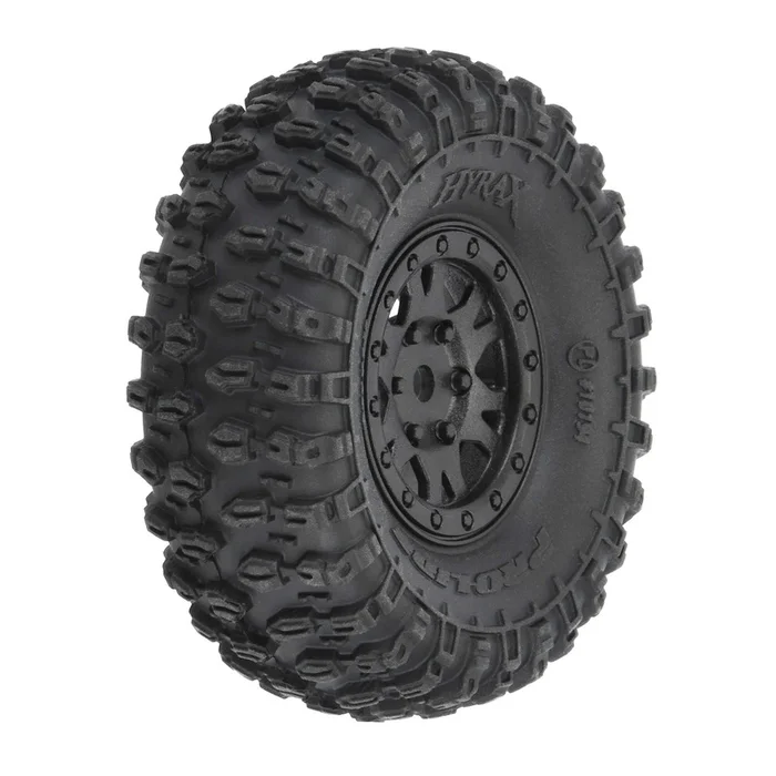1.0 Hyrax Premounted Tires with Black Mini Impulse Beadlock Wheels for 1/24 Rock Crawler (4) (PRO1019410)
