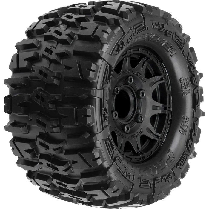 1/10 Trencher Front/Rear 2.8 MT Tires Mounted 12mm Blk Raid (2)