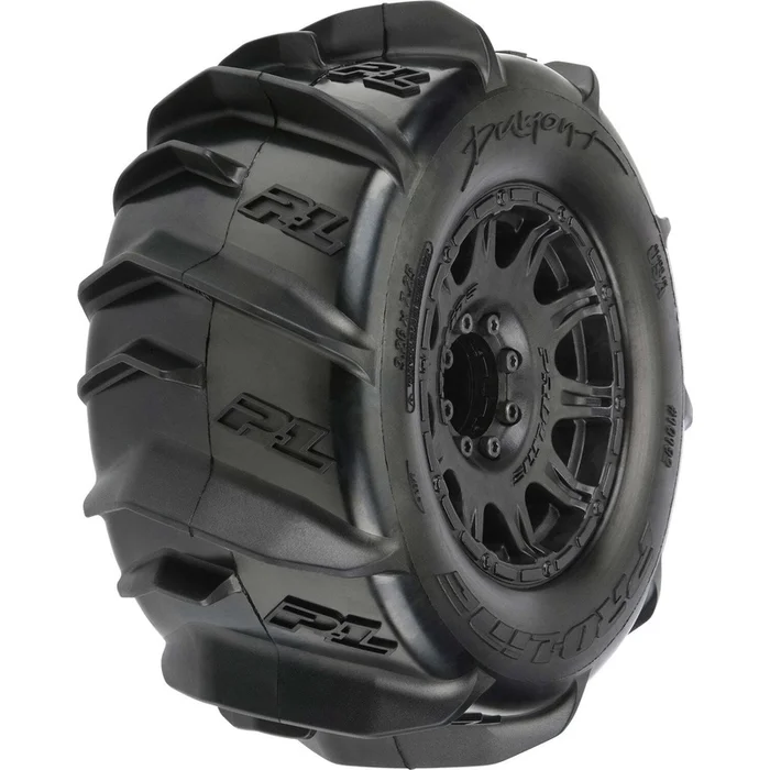 1/8 Dumont F/R 3.8 MT Tires Mounted 17mm Blk Raid (2)