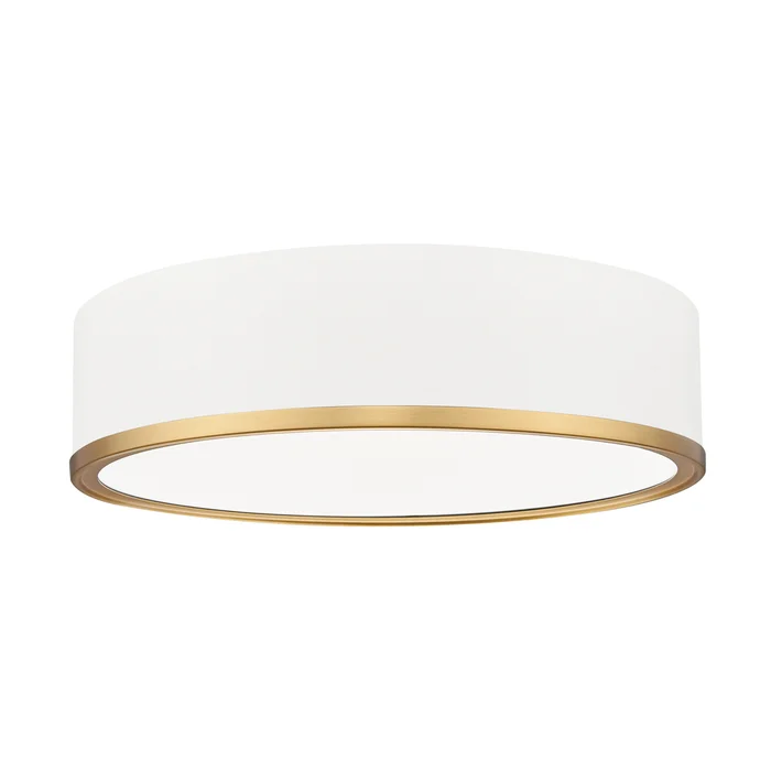 1 light flush mount in matte white,modern gold finish