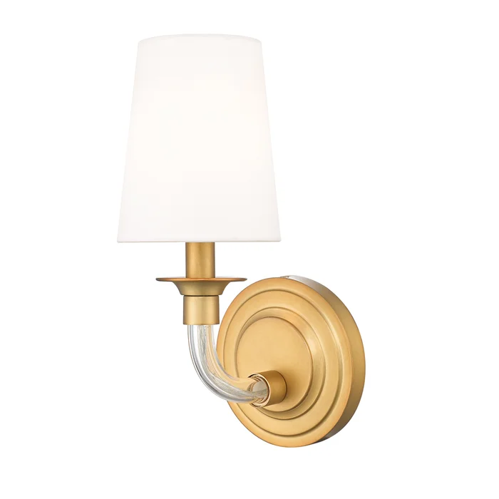 1 light wall sconce in rubbed brass finish