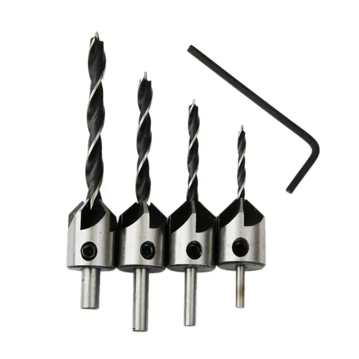1000-4x HSS Flute Countersink Drill Bit Screw Woodworking Chamfer Home War