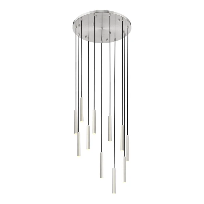 11 light chandelier in brushed nickel finish