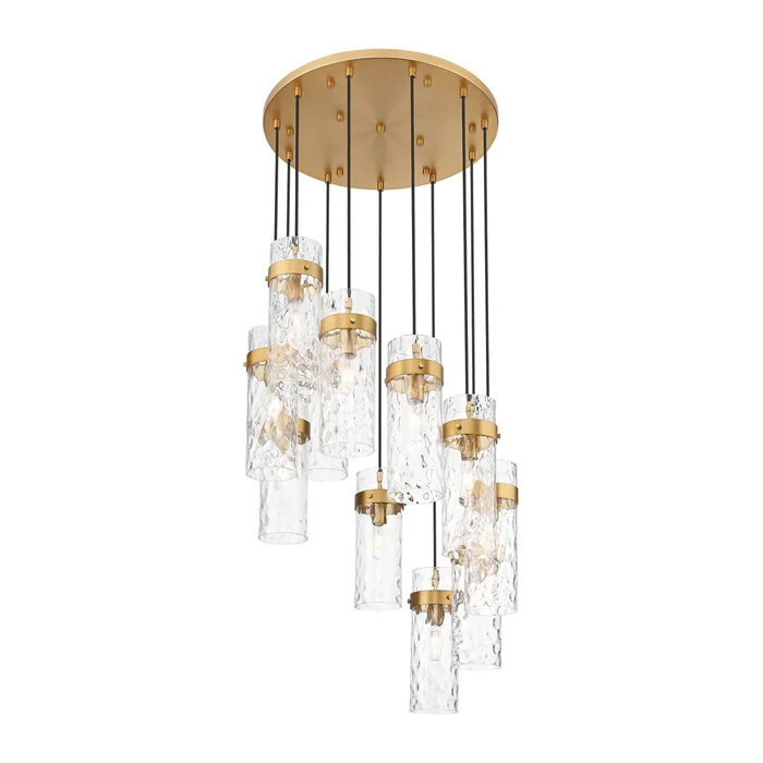 11 light chandelier in rubbed brass finish
