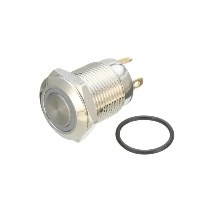 12mm 12V Ring Light Self-Lock Non-Momentary Metal Switch-Yellow Light