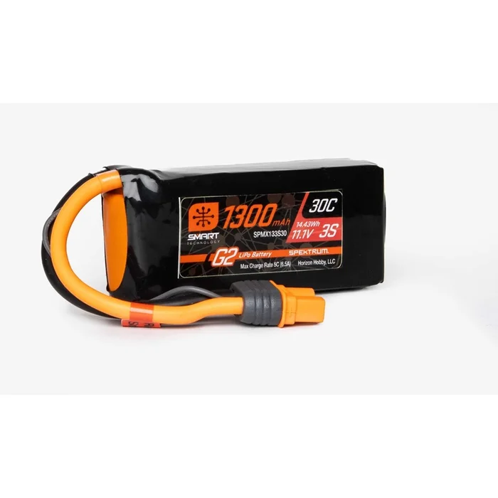 1300mAh 11.1V 30C 3S Smart G2 LiPo Battery Pack with IC3 Plug (SPMX133S30)