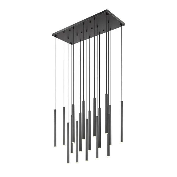 17 light linear chandelier in matte black finish
