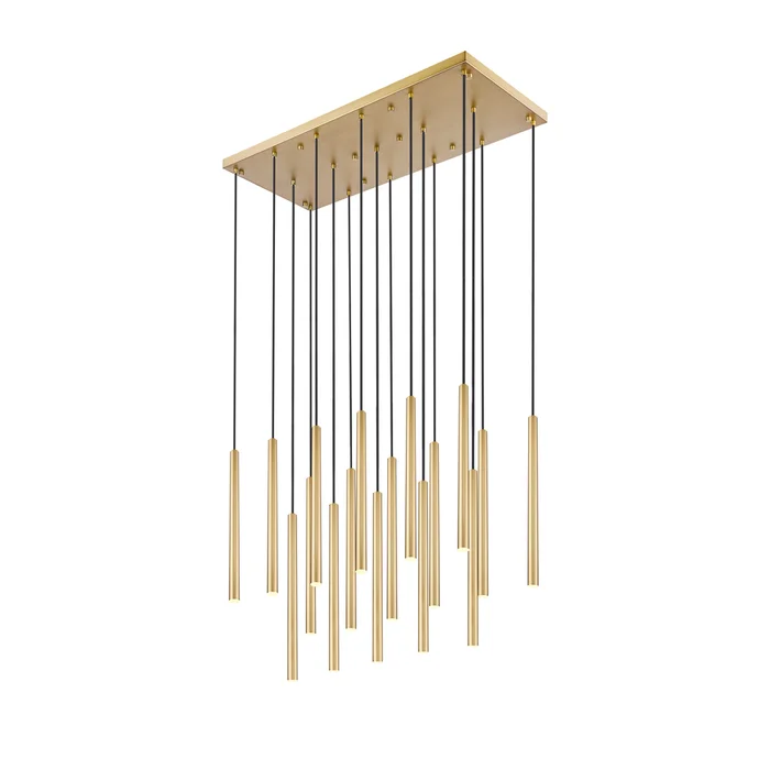 17 light linear chandelier in modern gold finish