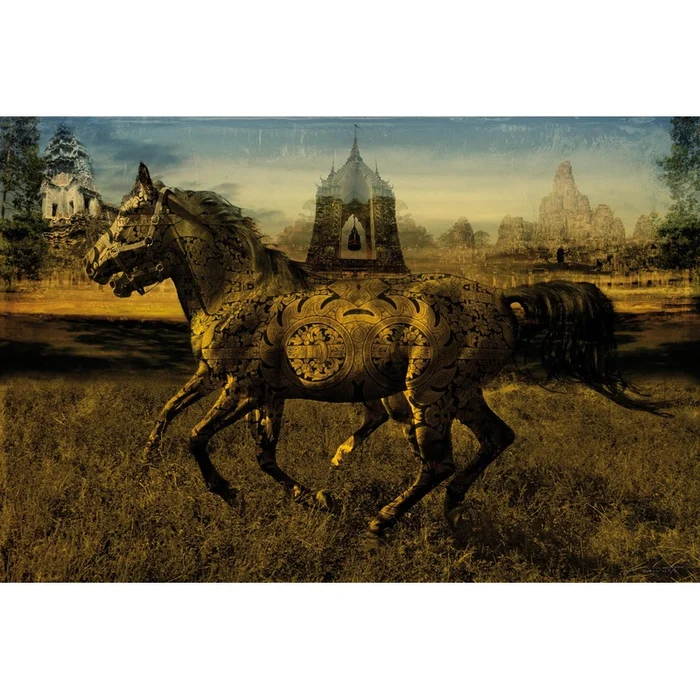 2 Horses Giant Art 84×54 Wall Art|uvre dart murale Giant Art 2 Horses 84×54