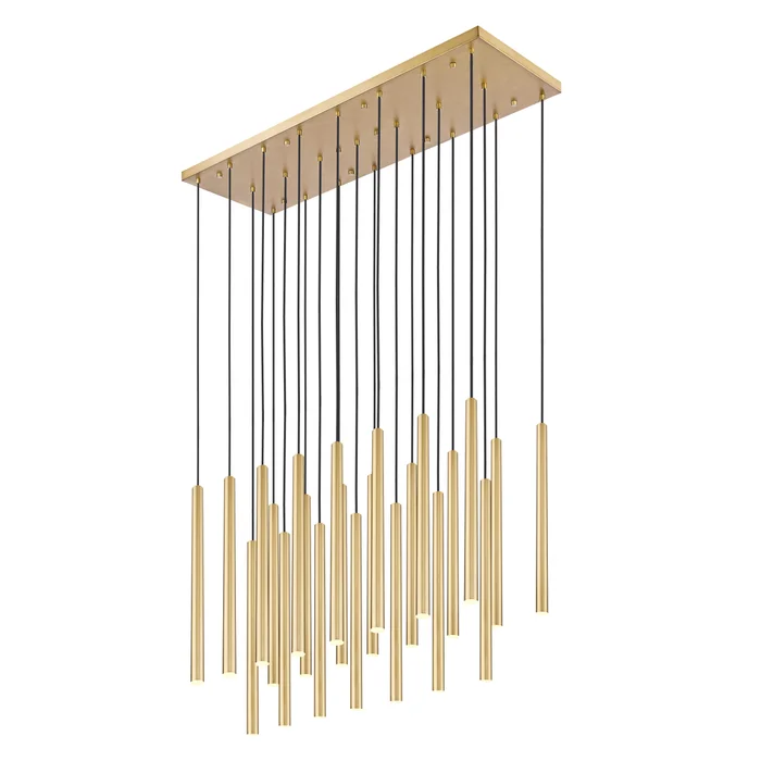 23 light linear chandelier in modern gold finish