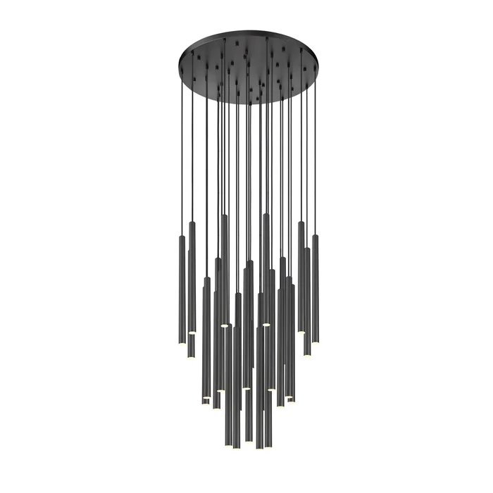 27 light chandelier in matte black finish