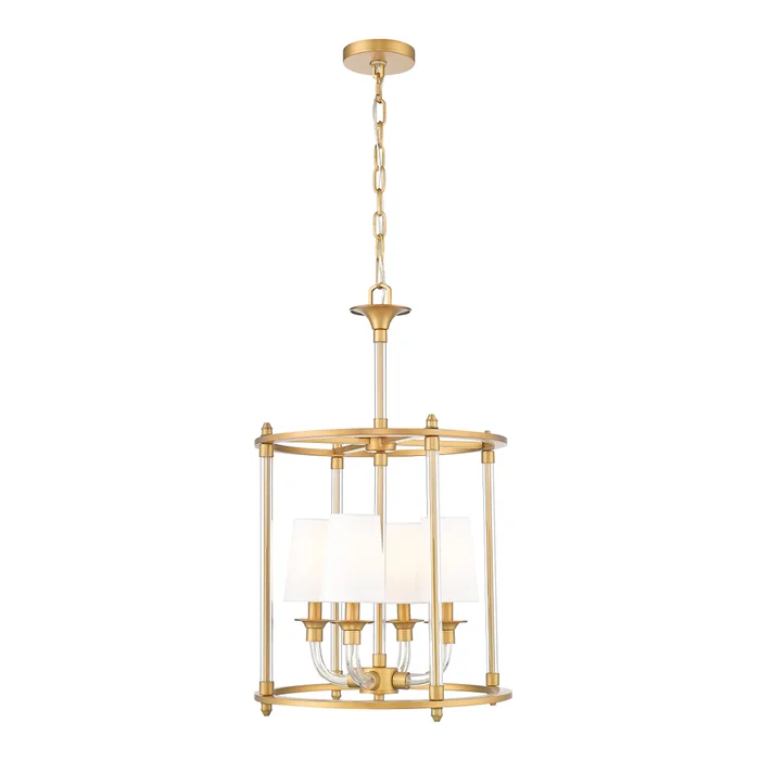 4 light chandelier in rubbed brass finish