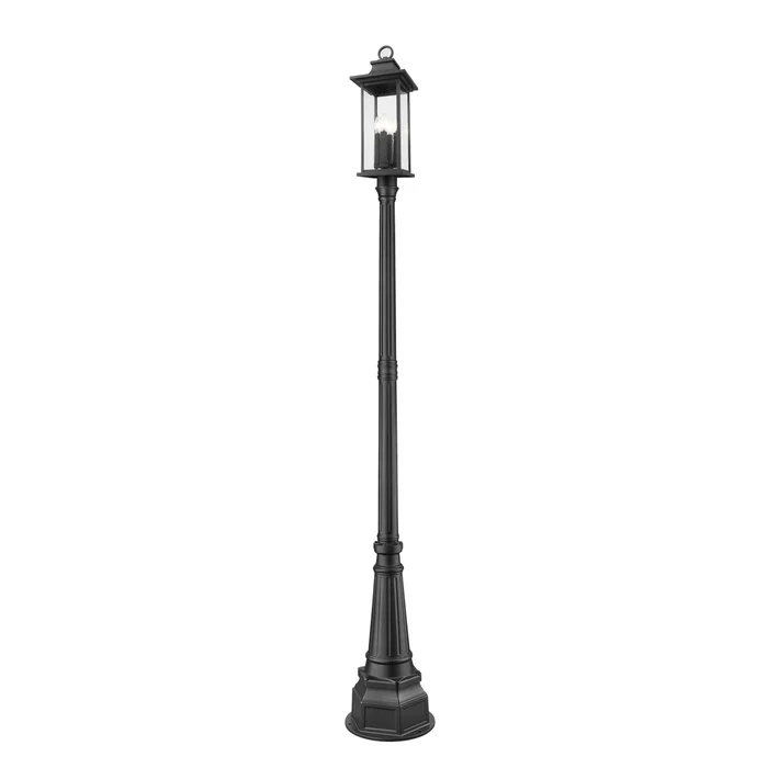 4 light outdoor post mounted fixture in black finish