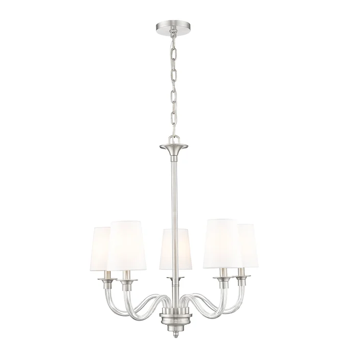 5 light chandelier in brushed nickel finish