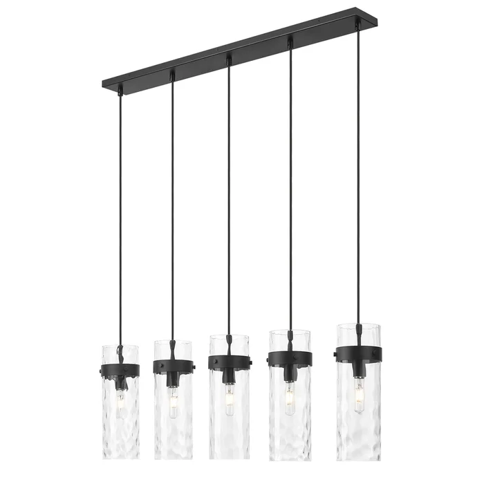 5 light linear chandelier in matte black finish