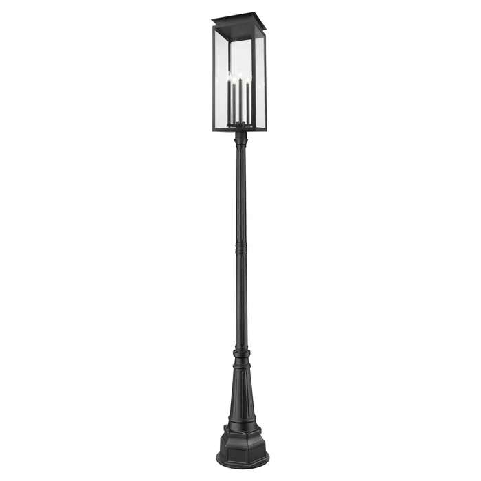 5 light outdoor post mounted fixture in black finish