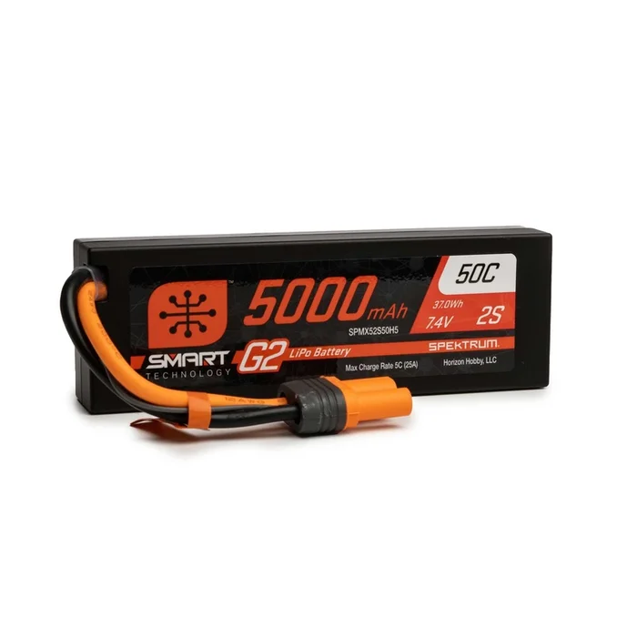 5000mAh 7.4V 50C 2S Hardcase Smart G2 LiPo Battery Pack with IC5 Plug (SPMX52S50H5)