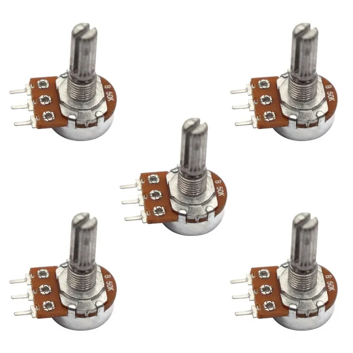 50K ohm Round potentiometer, single variable resistor (5 pcs)