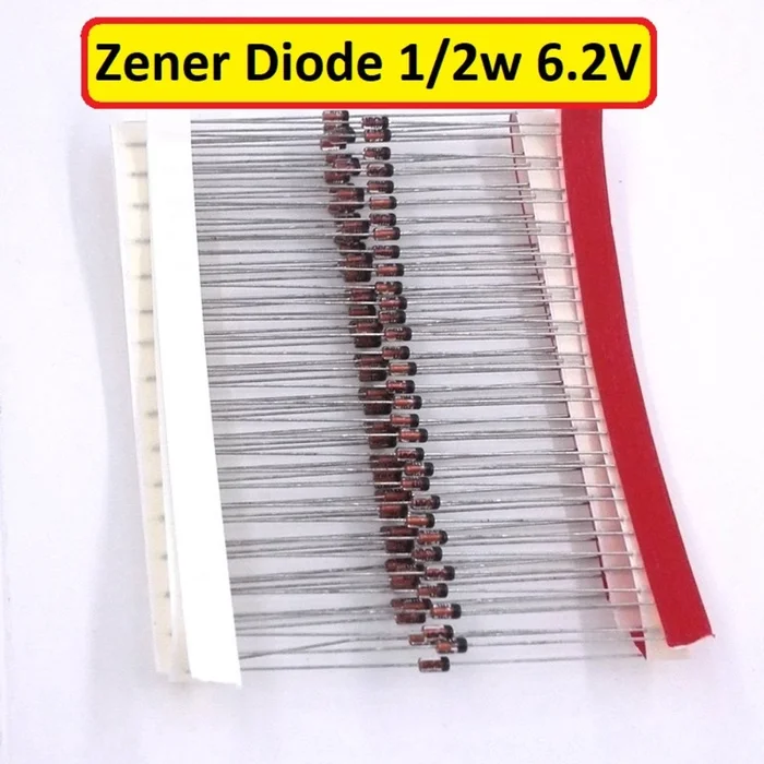6.2V 1/2Watt Zener Diode 0.5W 1/2W 6.2V 1N5234 Through Hole Voltage Regulator Zener Diodes DO-35 DIP Values Assortment Kit For Electronics Circuitry & Parts DIY (50 pcs)