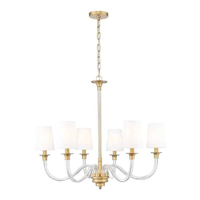 6 light chandelier in rubbed brass finish