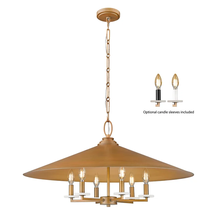 6 light pendant in signature gold finish