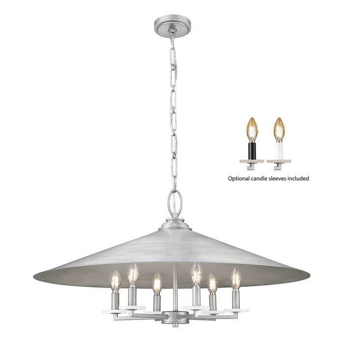 6 light pendant in signature pewter finish