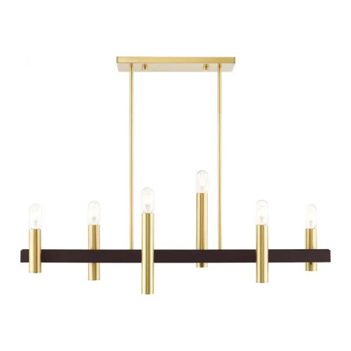 6 Lt Satin Brass & Bronze Linear Chandelier (108|46866-12)