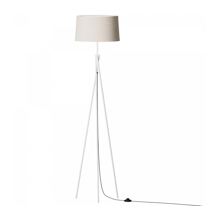 66 White Sleek Crossed Legs Floor Lamp with Fabric Shade | Lampe pied lgante blanche de 66po pattes croises avec abat-jour en tissu