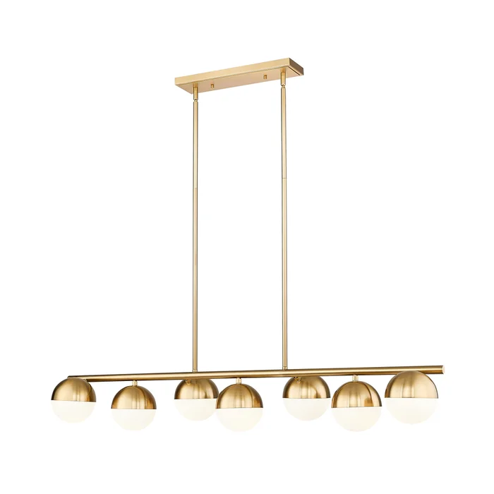 7 light linear chandelier in modern gold finish