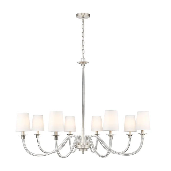 8 light chandelier in brushed nickel finish