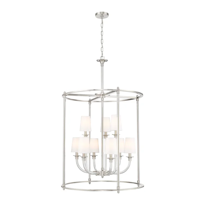 9 light chandelier in brushed nickel finish