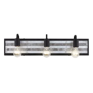 Abbey Rose Three Light Bath in Black/Galvanized (137|336B03BL)