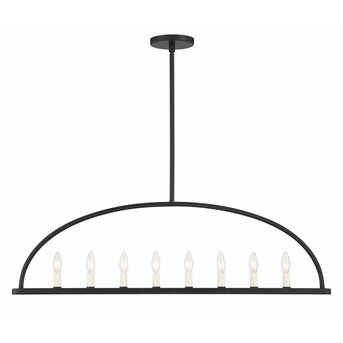 Abbott 8 Light Black Linear Chandelier 42″W x 12.5″H x 1.5″D