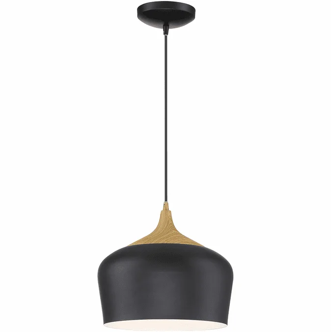 Access 52057LEDDLP-BL/WGN Blend Modern Black with Wood Grain LED Drop Ceiling Light Fixture