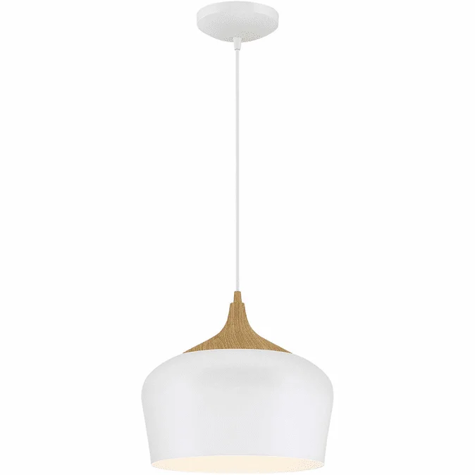 Access 52057LEDDLP-WH/WGN Blend Modern White with Wood Grain LED Hanging Pendant Lighting