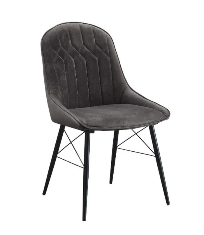ACME Abraham Side Chair (Set of 2) in Gray Fabric & Black 74016 EST SHIP TIME APPX 4 WEEKS