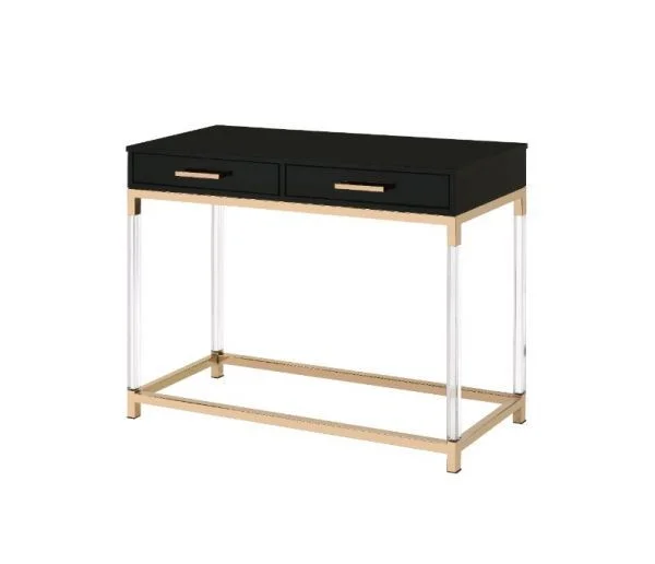 Acme Adiel Sofa Table in Black High Gloss & Gold 82348 EST SHIP TIME APPX 4 WEEKS