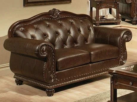 Acme Anondale Top Grain Leather Loveseat in Brown Cherry 15031 EST SHIP TIME APPX 4 WEEKS
