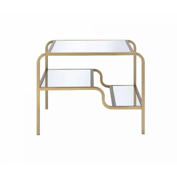 ACME Astrid End Table in Gold & Mirror 81092 EST SHIP TIME APPX 4 WEEKS