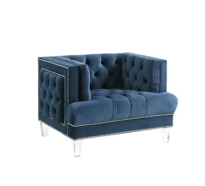 Acme Furniture Ansario Chair in Blue Velvet 56457 EST SHIP TIME APPX 4 WEEKS