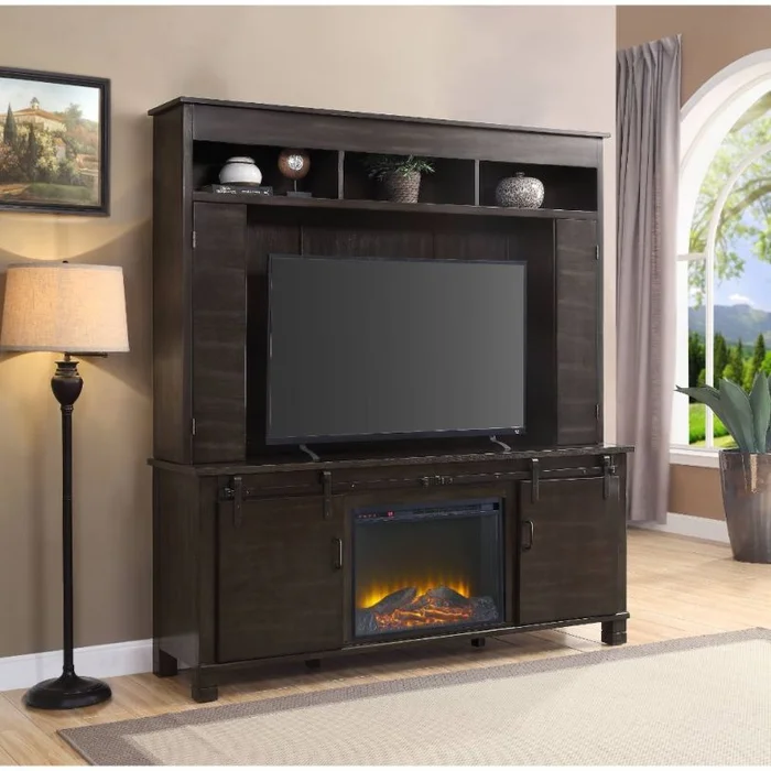 Acme Furniture Apison Entertainment Center with Fireplace in Espresso 91630 EST SHIP TIME APPX 4 WEEKS