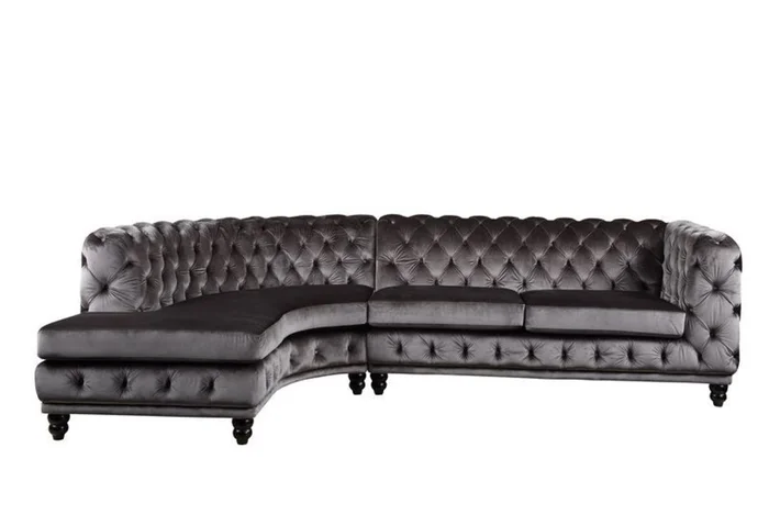 Acme Furniture Atesis Sectional Set in Dark Gray Velvet LV00337 EST SHIP TIME APPX 4 WEEKS