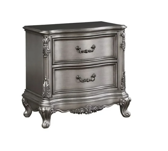 Acme Furniture Ausonia Nightstand in Antique Platinum BD00604 EST SHIP TIME APPX 4 WEEKS