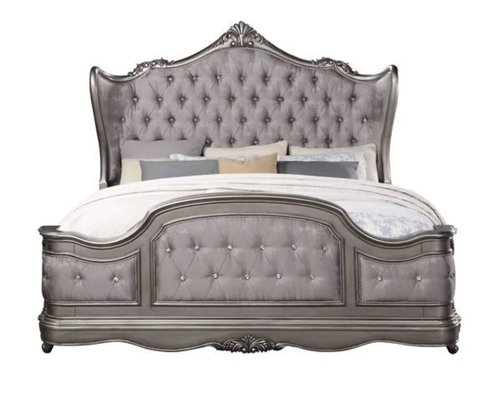 Acme Furniture Ausonia Queen Bed in Antique Platinum BD00603Q EST SHIP TIME APPX 4 WEEKS