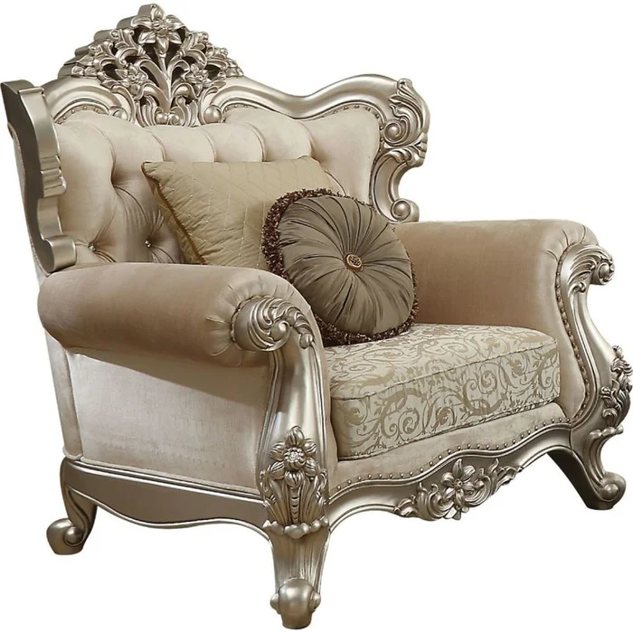 Acme Furniture Bently Chair with 2 Pillows in Champagne 50662 EST SHIP TIME APPX 4 WEEKS
