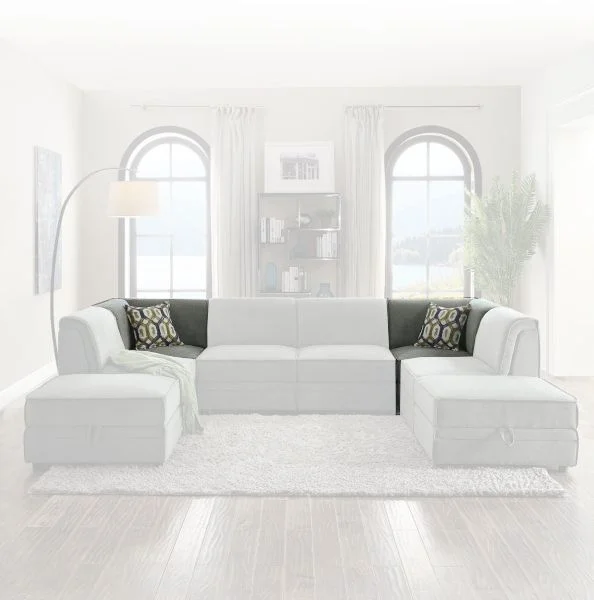 Acme Furniture Bois Modular Wedge in Gray Velvet 53781 EST SHIP TIME APPX 4 WEEKS