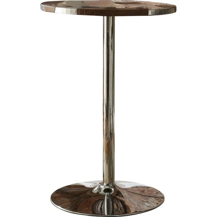 Acme Furniture Brancaster Round Bar Table in Retro Brown/Aluminum 70425 EST SHIP TIME APPX 4 WEEKS