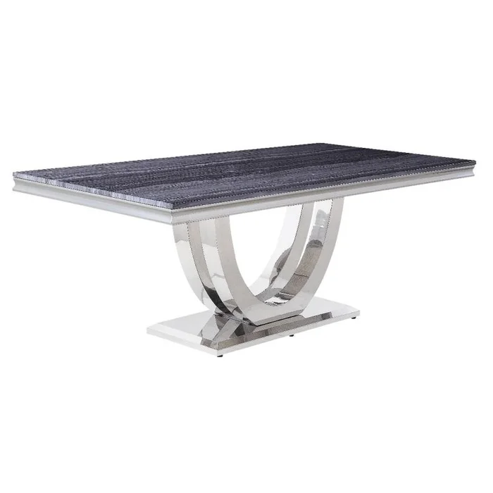 Acme Furniture Cambrie Dining Table in Mirrored Silver DN00221 EST SHIP TIME APPX 4 WEEKS