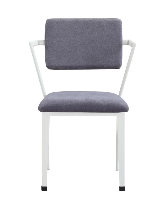 Acme Furniture Cargo Dining Chair (Set of 2) in Gray Fabric & White 77882 EST SHIP TIME APPX 4 WEEKS