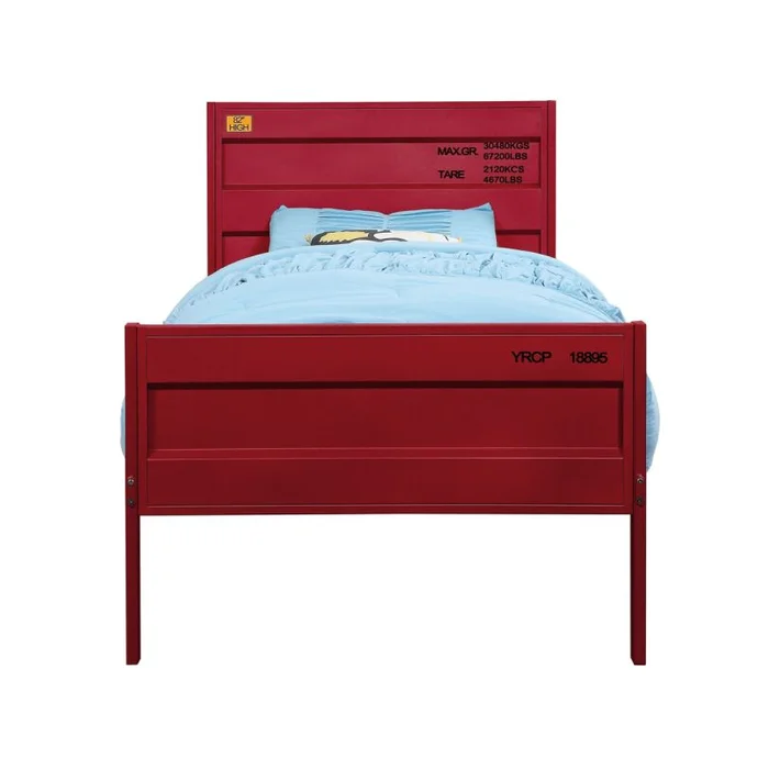 Acme Furniture Cargo Twin Panel Bed in Red 35950T EST SHIP TIME APPX 4 WEEKS